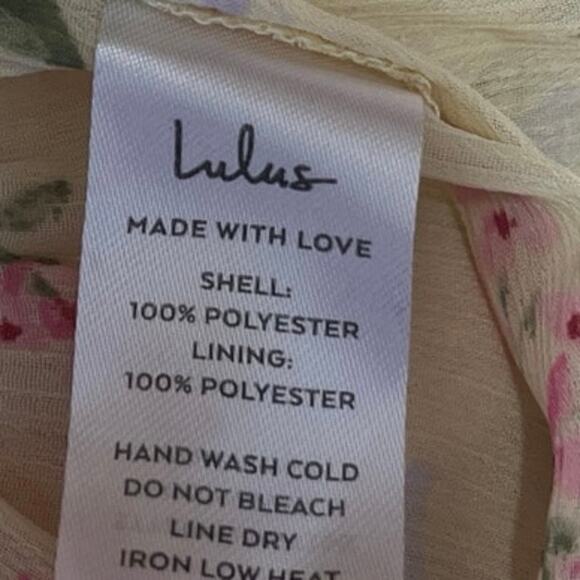 Lulus Womens Yellow Pink Floral Long Sleeve Deep V Neck Peplum Blouse Top Size M - Picture 4 of 4